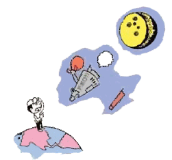 月から石を持ち帰る宇宙船の模式図